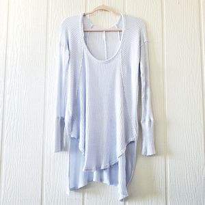 Free People Ventura Waffle Weave Thermal Tunic Hi Lo Blue Small